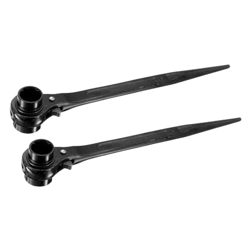Image of sourcing map 24 x 30mm Hexagon Scaffold Podger Ratchet Spanner Ratcheting Socket Wrench Tool (Black) 2pcs