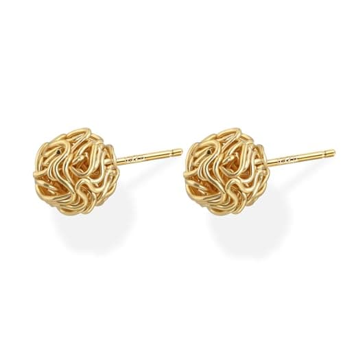 Image of Aliyoham Knot Ball Stud Earrings for Women | 14K Gold Plated with 925 Sterling Silver Posts, Hypoallergenic Everyday Statement Jewellery Gift