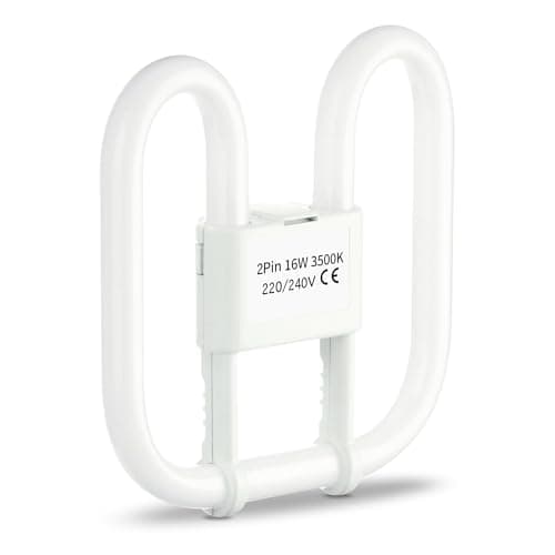 Image of Quebec 16W 2D Square 2-Pin GR8 Cap Compact Fluorescent Lamp, Warm White 3500K, Non-Dimmable CFL Light Bulb, Energy Class A, AC 230V, DD Flat Butterfly Bulb for Flush Mount Ceiling Lighting, 8000 Hours