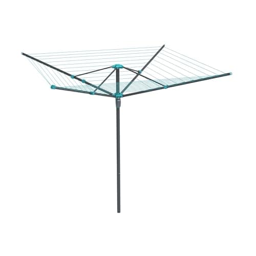 Image of Beldray 50-Metre Rotary Airer – 4-Arm Laundry Drying Rack, Metal Ground Spike for Secure Fitting, Hanging Hooks, 1.8 x 2.6 m Rotating Arm Reach, Built-In Line Tensioner, Collapsible, Compact Storage