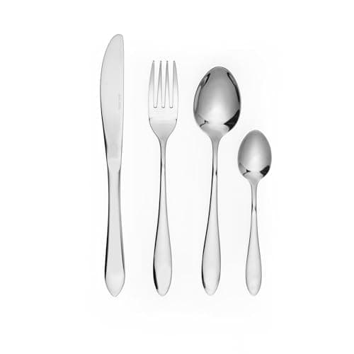 Image of Salter COMBO-8754 Harrogate 48-Piece Cutlery Set - Flatware Service for 12, Includes Knives, Forks, Tablespoons and Teaspoons, Stainless Steel Silverware, Dishwasher Safe Tableware, 25 Year Guarantee
