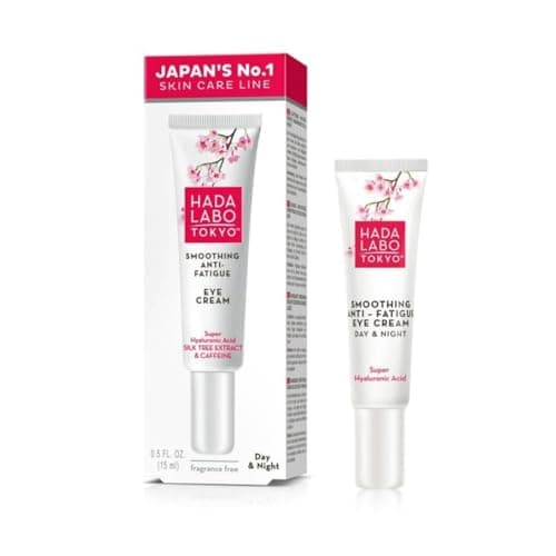 Image of Hada Labo Tokyo - Super Hyaluronic Acid Smoothing Anti Fatigue Eye Cream Day and Night, with Silk Tree Extract & Caffeine, 15 ml Tube (Pack of 1)