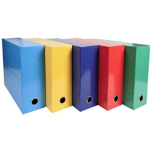 Image of Exacompta - Ref 89920E - Iderama Collection - Transfer Box - 250 x 330 x 90mm in Size, Suitable for Holding A4 Documents, Premium Plastic-Coated Pressboard - Assorted Colours (Pack of 5)