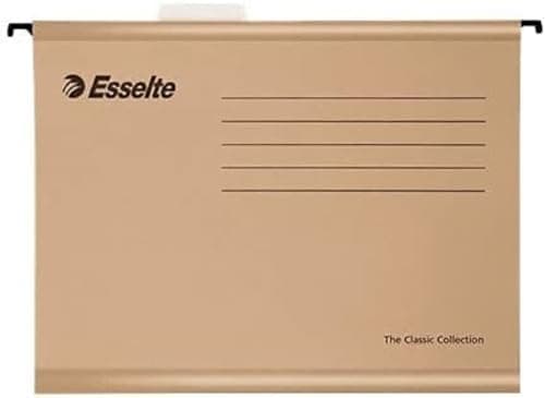 Image of Esselte Classic – Pack of 50 Suspension File Reinforced with Transparent Plastic Visor, A4, Natural Colour