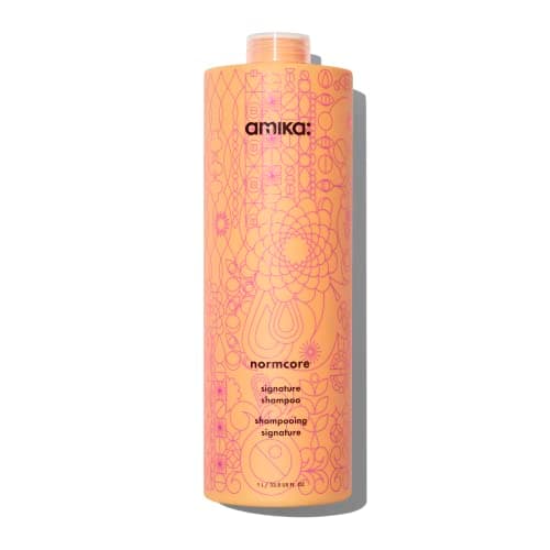 Image of amika normcore signature hair shampoo - lightweight hair care for fine to medium strands - colour safe + sulfate free shampoo with sea buckthorn + coconut acid for soft + nourished strands (1000 ml)