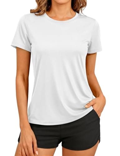 Image of TACVASEN White T Shirt Women Sports Tops Short Sleeve Quick Dry UV Protection Gym T-Shirt Ladies Hiking Outdoor Elastic Shirts (XL, White)