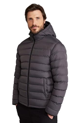 Image of Mountain Warehouse Season Mens Padded Jacket - Water Resistant Puffer Coat, Lightweight, Lab Tested to -30C, Microfibre Filler - Spring Summer, Travelling, Walking Charcoal XS