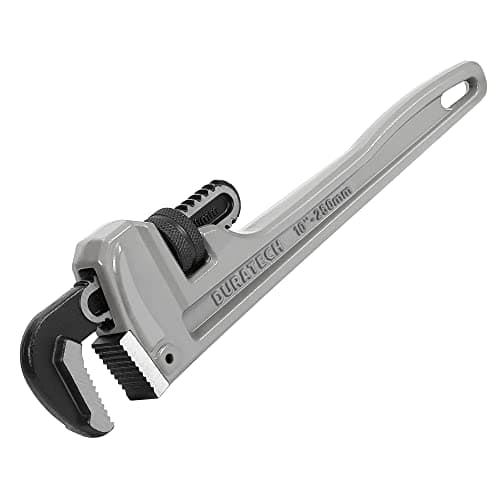 Image of DURATECH 10-inch (250 mm) Pipe Wrench, Heavy Duty Aluminum Straight Pipe Wrench, Adjustable Plumbing Wrench
