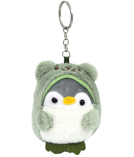 Image of VINWO Cute Penguin Plush Keychain, Kawaii Penguin Purse Bag Backpack Charm Accessories Cute Stuff for Women, Green, One Size