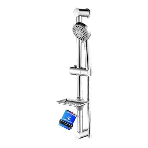 Image of Ibergrif M20903 Shower Riser Kit, Shower Slide Bar with Shower Head, 170CM Shower Hose,Shower Head Holder and Soap Dish, Adjustable Shower Height Bracket for Bathroom, Silver