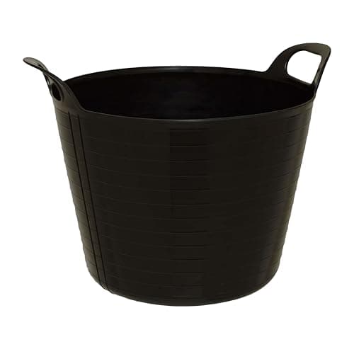 Image of SPECTRAPLAST® 15L Flexi Tub Heavy Duty Plastic Bucket – Multi Purpose Flexible Trug, Garden Tub, Builders Bucket, Storage Basket for Home, Cleaning, Laundry, Gardening – 10 Colours (BLACK)