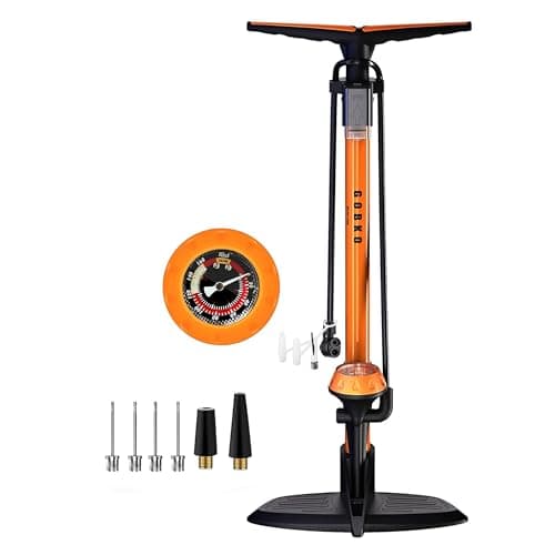 Image of GOBKO Bike Pump Bicycle Floor Pump with Gauge, Bicycle Pumps with Presta and Schrader tire Pump multifunctional Air Pump for Road Bike MTB Sports Balls Pump High Pressure 160Psi &11Bar