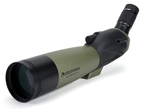 Image of Celestron 52250 Ultima 20-60x80mm Angled Refractor Spotting Scope Telescope with Multi-Coated Optics, Waterproof Rubber Tubing and Soft Carry Case, Green