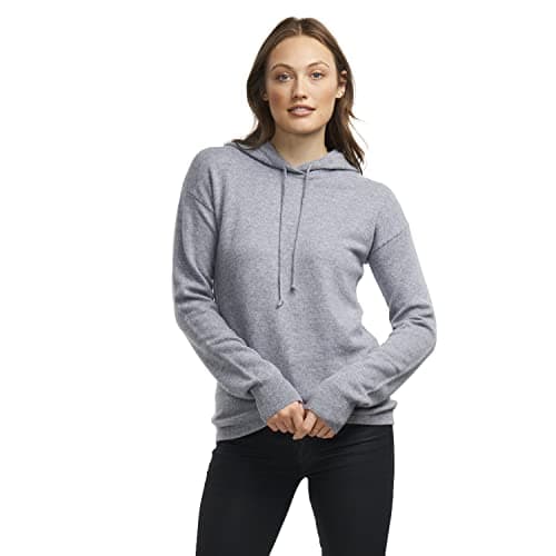 Image of BEYOND FASHION Women's Hoodie Sweater Solid Color Long Sleeve - 100% Pure Cashmere - Heavenly Soft, Gray, XXL
