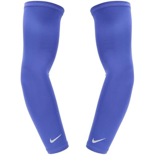 Image of Nike Lightweight Arm Sleeves 2.0 Arm Sleeves Running Training Fitness Sports Compression Sleeves Lightweight Breathable Unisex, Sapphire/Silver, S/M