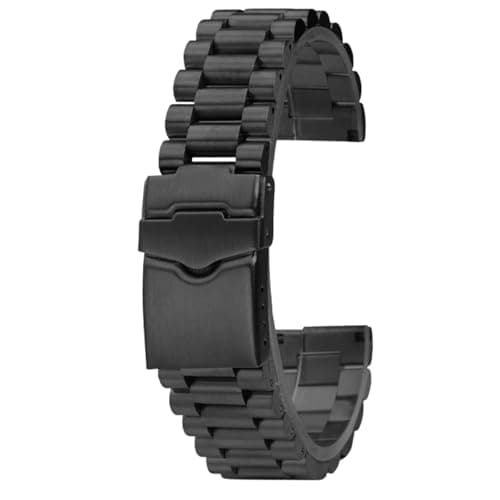 Image of ROUREOX Men's 316L Stainless Steel Replacement Watch Strap,Straight End Solid Metal Watch Band for TAG Heuer Monaco/Formula 1/Carrera/Aquaracer-Black 20MM