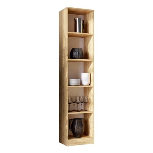 Image of WHATSIZE ENTERPRISE 5 Tier Bookcase Artisan, Tall Freestanding Book Shelf for Living Room, Study and Bedroom, Wooden Shelving Unit Book Case (40cm L x 30cm W x 182cm H)