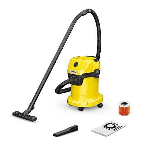 Image of KÄRCHER Wet and Dry Vacuum Cleaner WD 3, incl. Cartridge Filter, 1000w, Plastic Container: 17 L, Suction Hose: 2 m and Hose Storage, Blowing Function, Floor and Crevice Nozzle