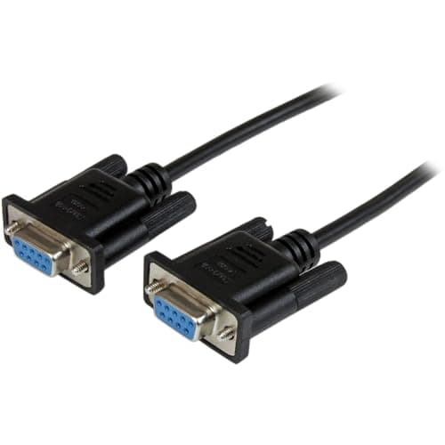Image of StarTech.com 2m Black DB9 RS232 Serial Null Modem Cable F/F - DB9 Female to Female - 9 pin RS232 Null Modem Cable - 2 meter, Black (SCNM9FF2MBK)