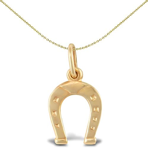 Image of Jewelco London Ladies 9ct Yellow Gold Horseshoe Charm Pendant
