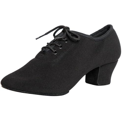 Image of Asyusyu Black Dance Shoes for Women Ballroom Dancing Shoes 1.5" Heel Split Sole Latin Dance Shoes-7 UK