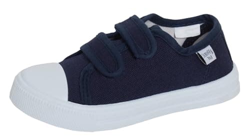 Image of Kids Canvas Shoes Boys Trainers Girls Pumps Unisex Easy Fasten Plimsolls Casual Shoes Navy 11 UK Child