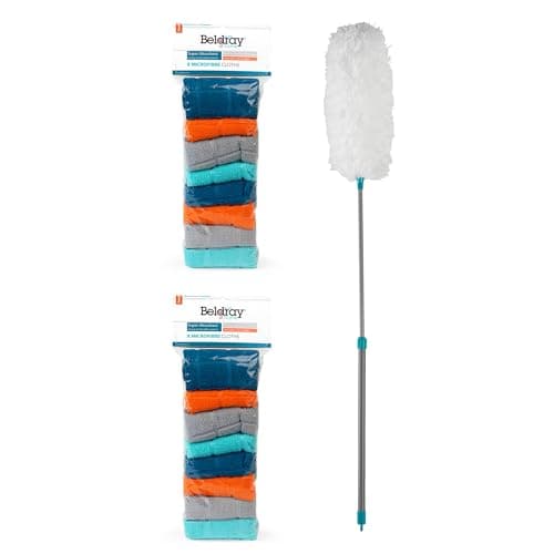 Image of Beldray COMBO-7399A Telescopic Handle Fluffy Duster and 16 Microfibre Dusting Kitchen Cloths, Ideal for Chemical Free Cleaning