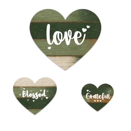 Image of GOMAKERER 3 Pcs Wooden Hearts Wall Decor, Hanging Love Plaque Wall Art Natural Wood Heart Shaped Minimalist Theme Ornaments for Home Cottage Playroom Bedroom(3 Sizes)