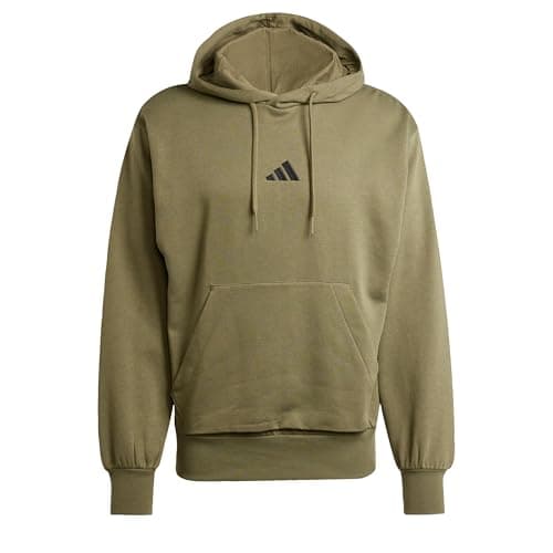 Image of adidas Men's ESSENTIALS FEELCOZY FLEECE HOODIE, olive strata/black, XXL