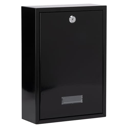 Image of Burg-Wachter MB11BK Forth Rear Access Gate & Wall Mounted Galvanised Steel Lockable Weatherproof Post Box - Black - 25x35x10cm