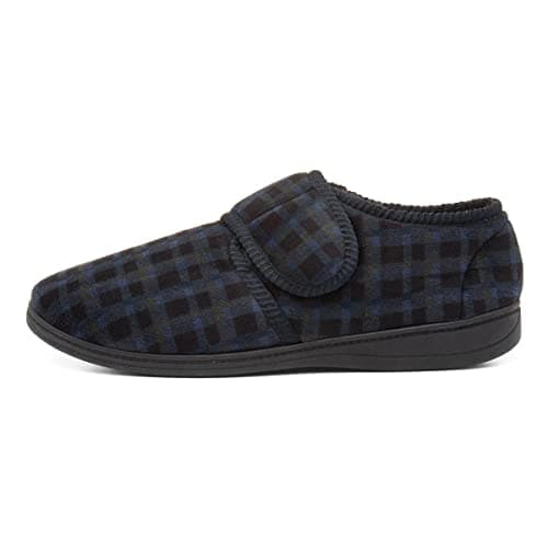 Image of The Slipper Company Mens Navy Touch Fasten Slipper - Size 8 UK - Blue