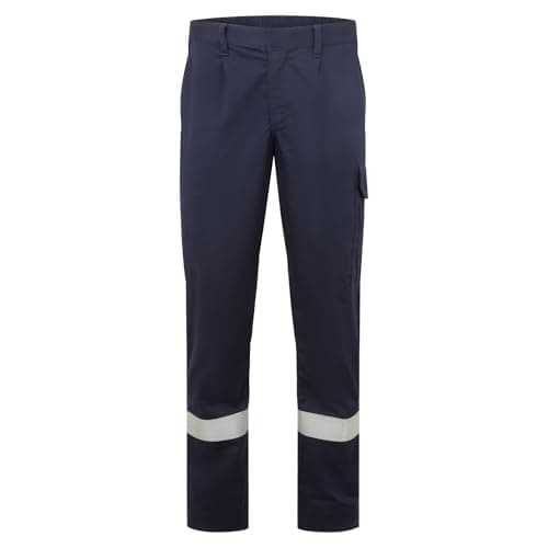 Image of Portwest FR432 Bizflame 88/12 FR Trousers Flame Resistant Multi Norm Anti Static Work Pants 6 Pockets Rule Pocket Elasticated Waist Extendable Leg CE CAT III Certified, Navy, 44