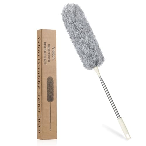 Image of Vicloon Extendable Microfiber Duster, Feather Duster with Extra Long 100 inches Telescopic Pole and Bendable Head,Washable,Hand Duster for Cleaning High Ceiling Fans, Cars, Blinds, Cobweb