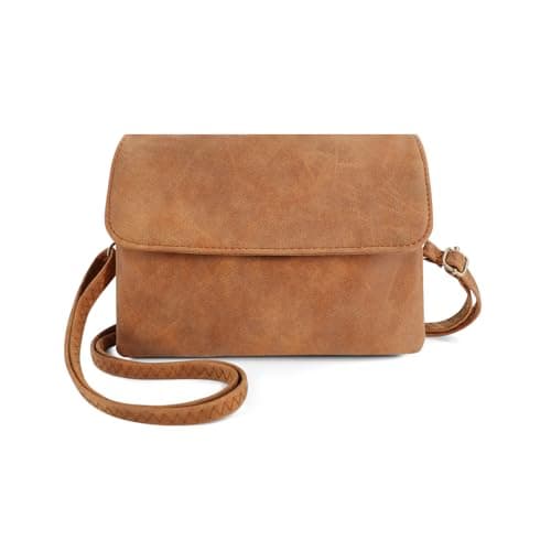 Image of Energather Women's Cross-Body Bags, PU Leather Cross Body Bags for Women and Girls, Mini Crossbody Bags Small Shoulder Bag with Detachable Shoulder Strap for Travel, Work, Shopping (Brown)