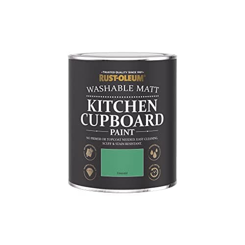 Image of Rust-Oleum Green Kitchen Cupboard Paint in Matt Finish - Emerald 750ml