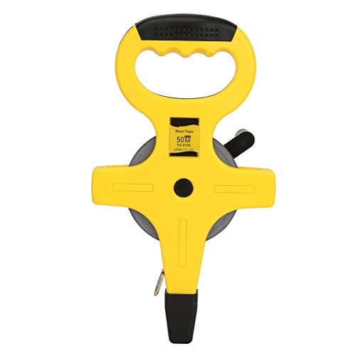 Image of Open Reel Tape Measure 50m, Surveyors Tape with Metric Scale, Impact-Resistant Fibreglass Measuring Tool for Carpentry and Building Work