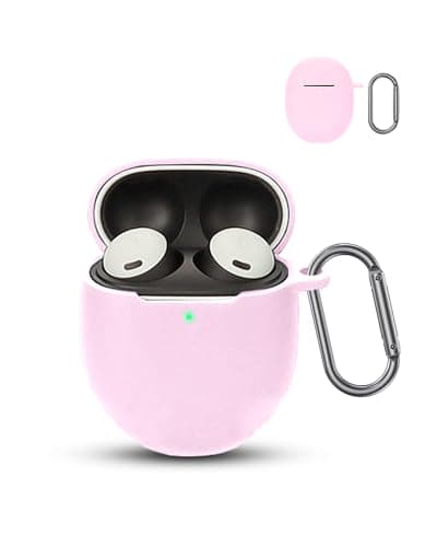 Image of for Google Pixel Buds Pro 2 Wireless Earbuds,daunke Soft Silicone Protective Cover,Skin Case with Carabiner,Full Protection,Pink