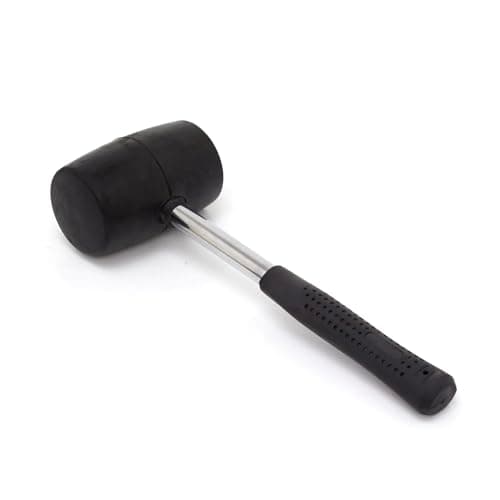 Image of 16oz Rubber Mallet with Steel Shaft - Heavy Duty Hand Tool, Small Hammer, Comfortable Grip to Reduce Hand Fatigue, Camping Mallet, Great for DIY, Metal Work, Woodworking and More