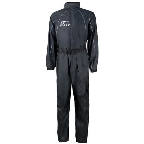 Image of Zorax Black M Waterproof Windproof Motorbike Motorcycle Rain Suit Men Rainwear Rain Coat, Carry Bag, Reflective Stripes