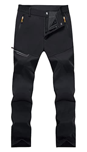Image of EKLENTSON Men's Work Trousers Lightweight Stretch Hunting Pants Quick Dry Hiking Water Resistant Work Trousers with Zip Pockets Black,34