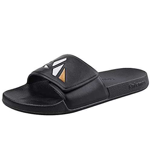 Image of Knixmax Women Sliders Comfort Aqua Slide Sandals Beach & Pool Shoes Adjustable Strap Open Toe Summer Slippers Hook & Loop B Black 6.5/7UK - 40/41EU