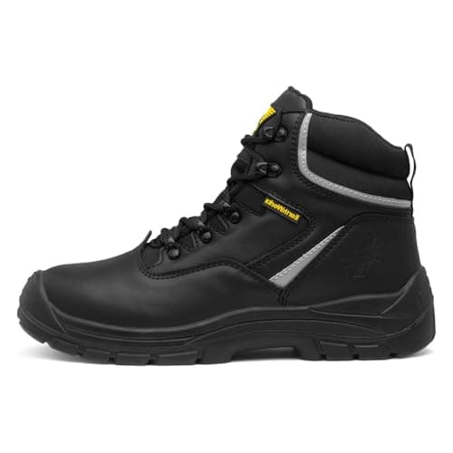 Image of EarthWorks Safety - EarthWorks Measure Mens Black Lace Up Safety Boot - Size 10 UK - Black