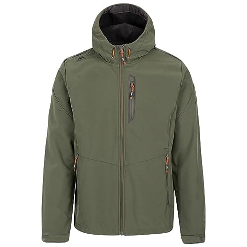 Image of Trespass Mens Softshell Jacket Marlon B - Men's Water Repellent Jacket, Outdoor Hooded Softshell Jacket, Casual Walking Hiking Trekking Coat with Pockets