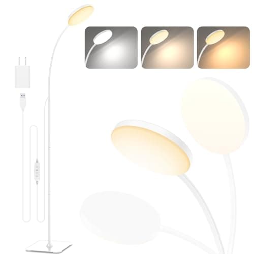 Image of Mojimdo LED Floor Lamp, 10W Reading Standing Lamps with 3 Color Temperature & 5 Brightness Levels, Dimmable Floor Lamp for Living Room, Bedroom, Office