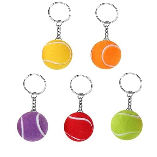 Image of JJiaoLinin Tennis Ball Key Pendant,10 Pieces Tennis Ball Keychain Keyring Pendant Bag Pendant Metal Key Rings with Tennis Tennis Ball Key Chain Car Bag Pendant Keyring Gift
