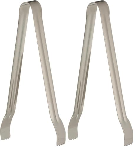 Image of Viners Barware Brushed Silver Stainless Steel Ice Tongs (Pack of 2)