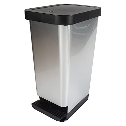 Image of Tontarelli 45L Moda Pedal Bin Silver - METAL EFFECT