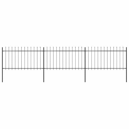 Image of vidaXL Garden Fence Spear 5.1x1m Outdoor Panels Barrier Border Decorative Landscape Privacy Edges Black Steel Rust-Resistant Metal