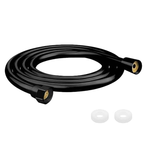 Image of 1.5M Black Shower Hose PVC Universal Pipe with Connection & Washer Leak-Proof Anti-Tangle Flexible Shower 150cm 1/2" Connector for Bath Taps Replacement
