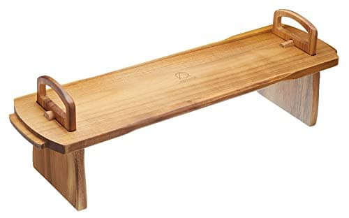 Image of Artesa Raised Wooden Serving Platter, Rustic Acacia Wood Design, Collapsable for Flat Storage, 52 x 15 x 17 cm, Brown